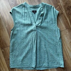 Jones New York Cap Sleeve Linen Top - Teal